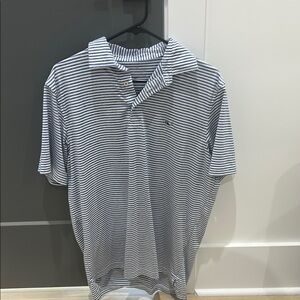 Men's Blue Striped Polo Shirt